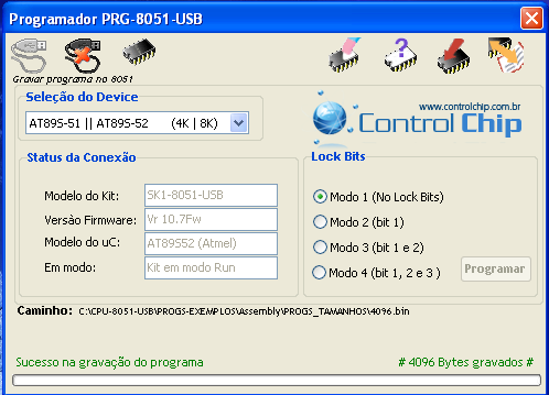 Software de gravação do PR-8051-USB
