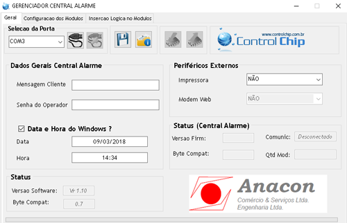 Software da ControlChip para Central de Alarme de incêncio